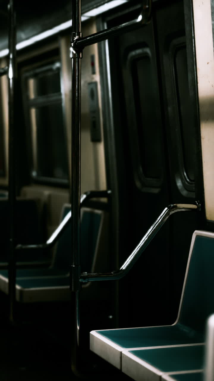 Interno della metropolitana con sedili e porte