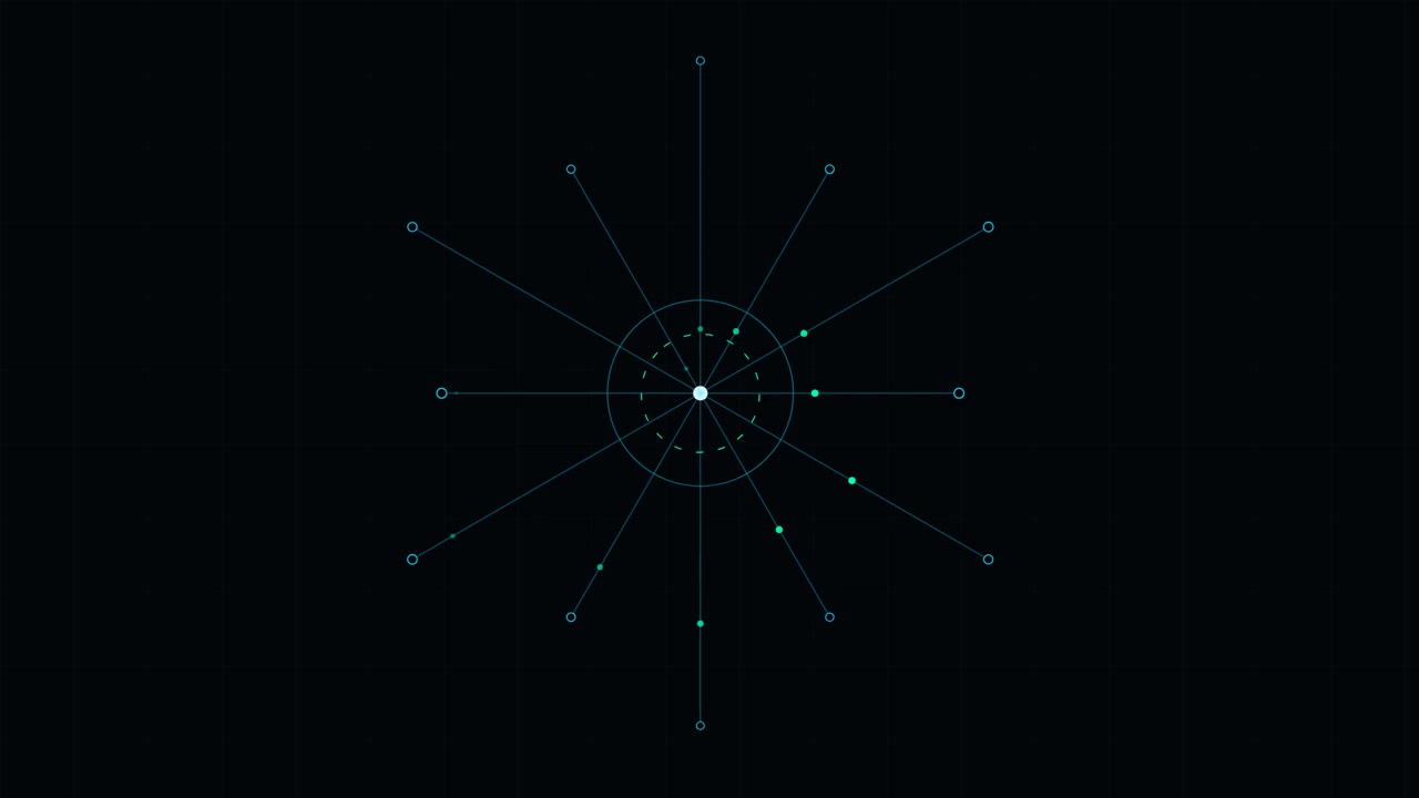 Abstract Digital Radial Interface Animation with Rotating Data Points