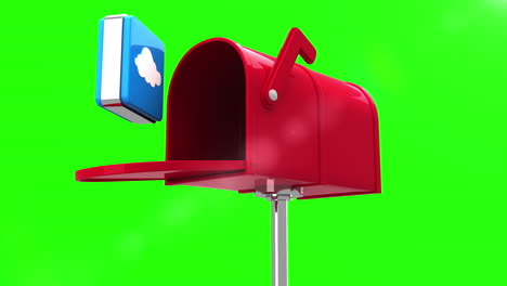 Cloud-icon-in-the-mailbox-on-green-background