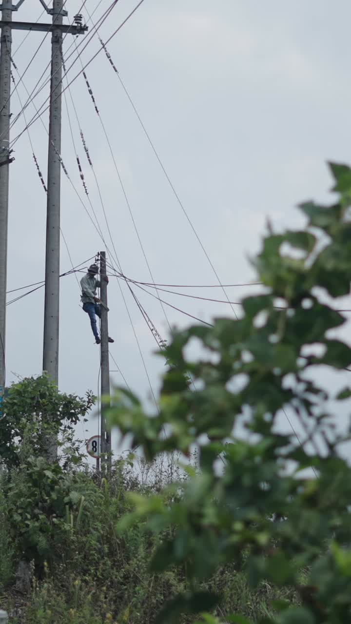 Lineman working on power lines