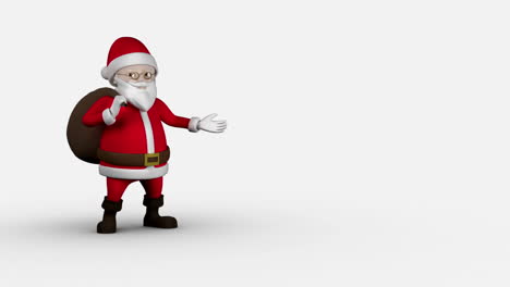 Cartoon-Santa-walking-on-white-background