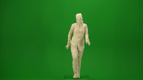 green screen isolated chroma key video capturing a mummy dancing and singing actively into the - green screen isolated chroma key video capturing a mummy dancing and singing actively into the microphone. haloween holidays. mock up, workspace for your promotion clip or advertisement
