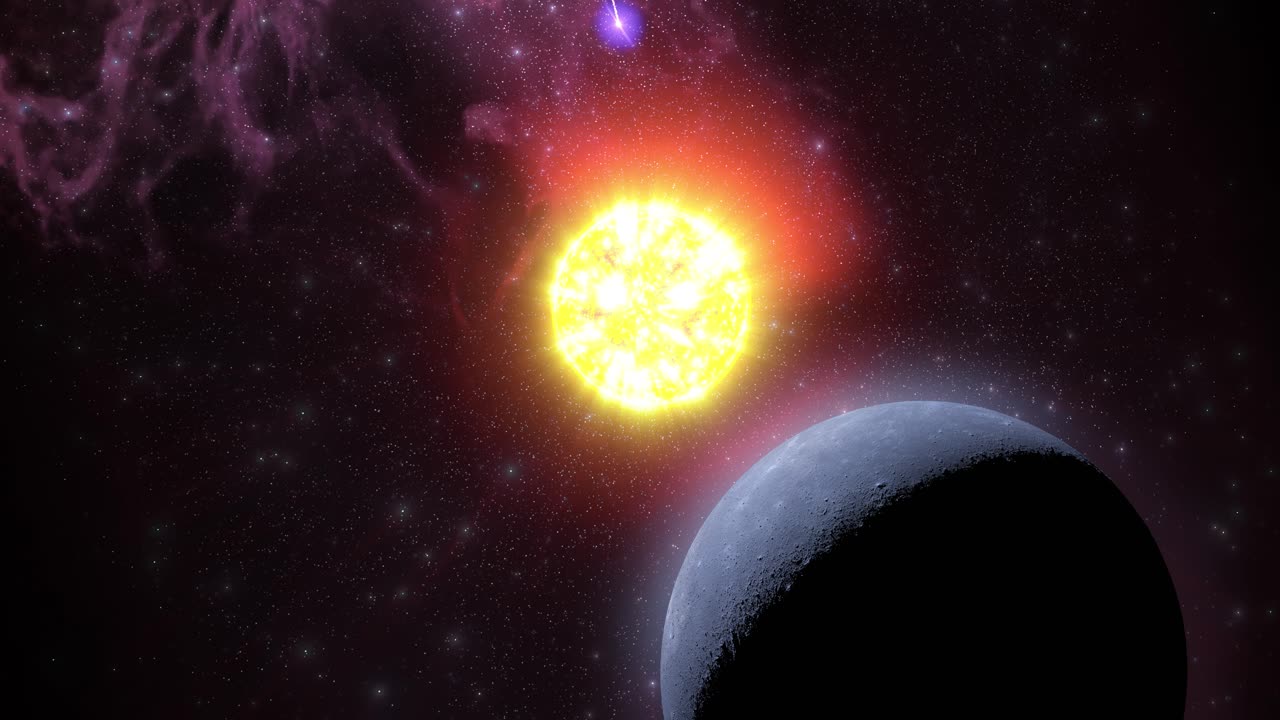 sol y planeta en el espacio