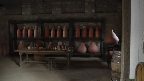 ancient storage room with amphorae