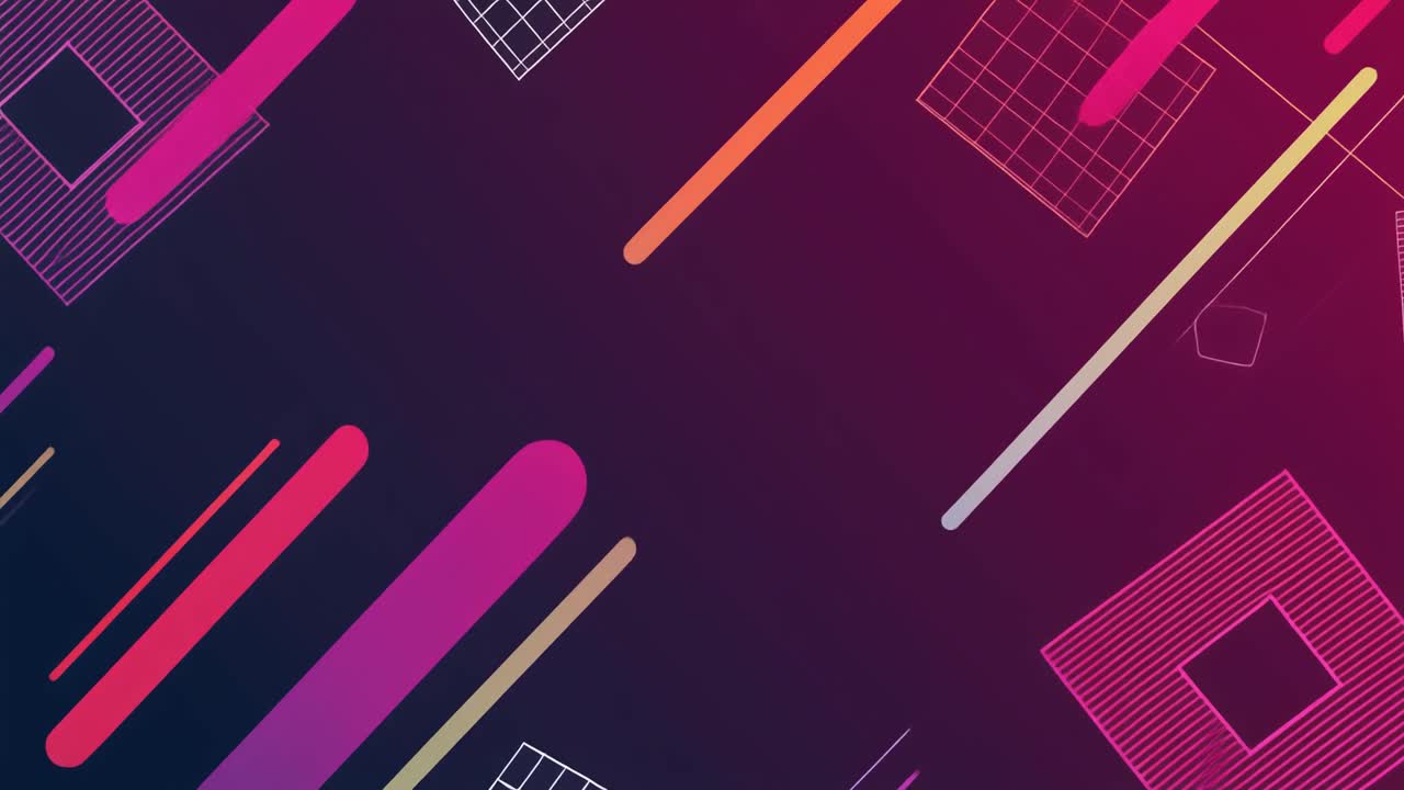 Colorful Animated Geometric Shapes Moving on Dark Gradient Background