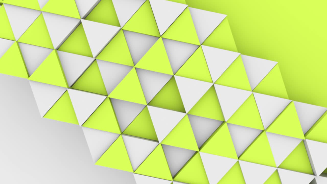 Abstract 3D triangle shapes background with different colors top view. Set 4K loop animation footage.