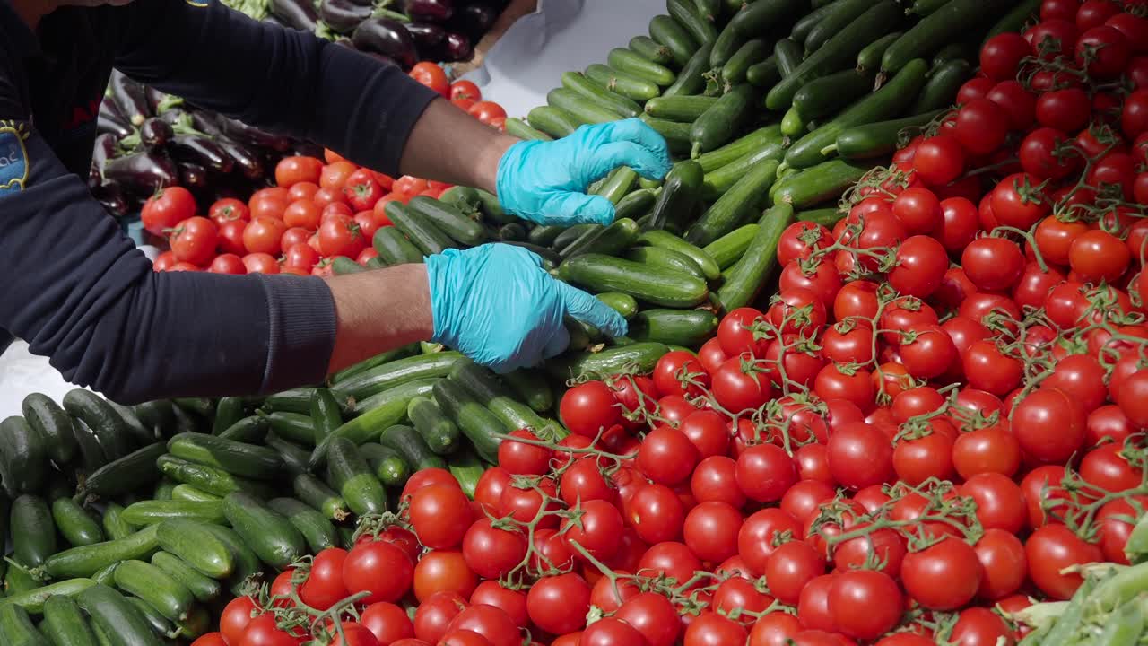 시장 에서 신선 한 농산물