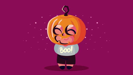 happy halloween animation with pumpkin