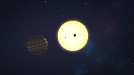 animación que representa el sol y los planetas en el espacio