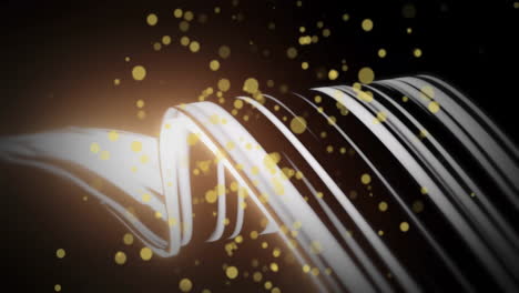 abstract metallic shapes with golden particles animation over dark background