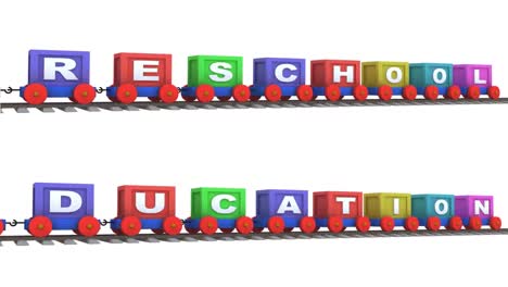 Animation-of-two-3d-trains-carrying-preschool-and-education-letters