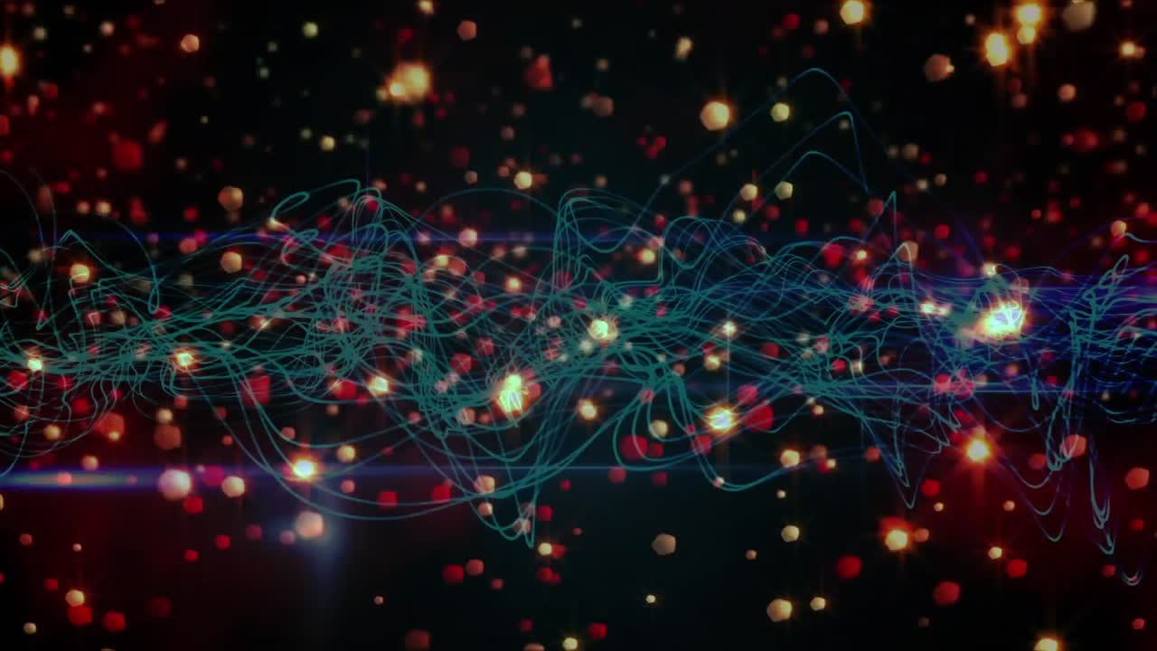 Animation of glowing lights over blue lines moving