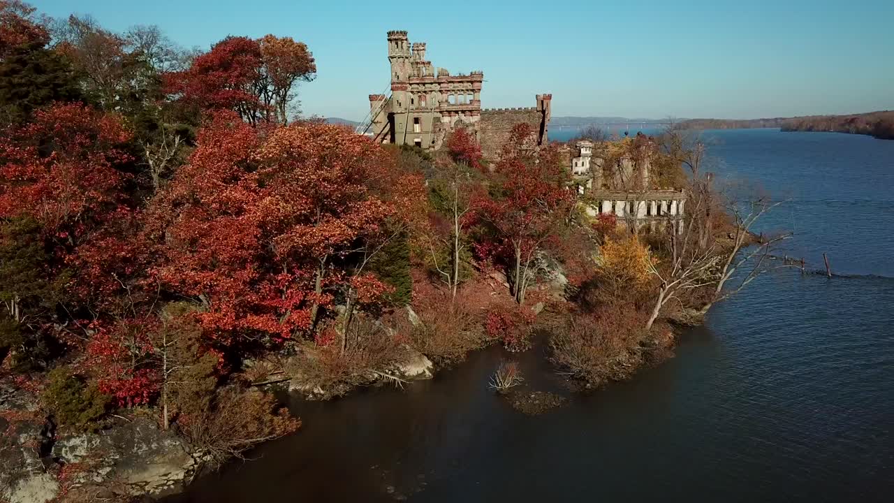 Aerial Views of the Ruins of Bannerman Castle on Pollepel Island