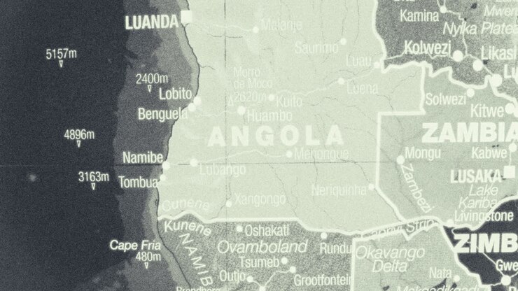 Mappa dell'Africa meridionale che include Angola, Zambia e Namibia