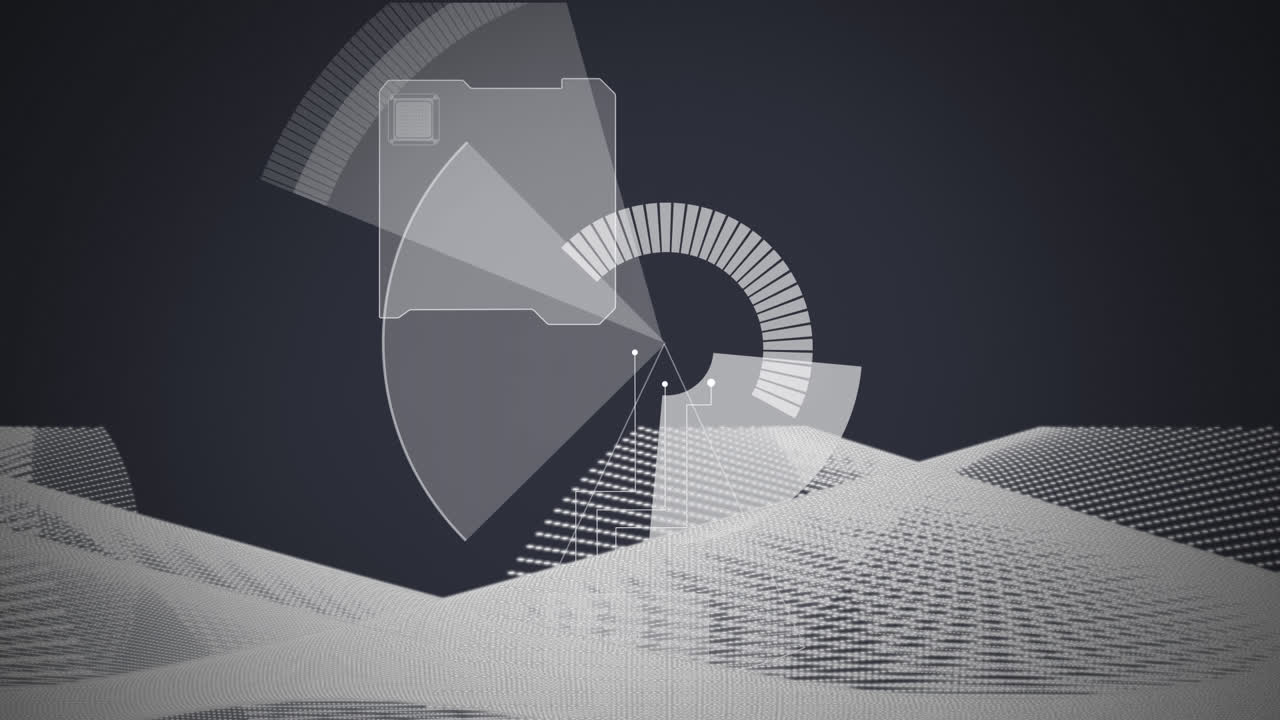 회색 배경에서 반복되는 끊임없는 루프로 움직이는 네트워크 연결의 메쉬의 애니메이션