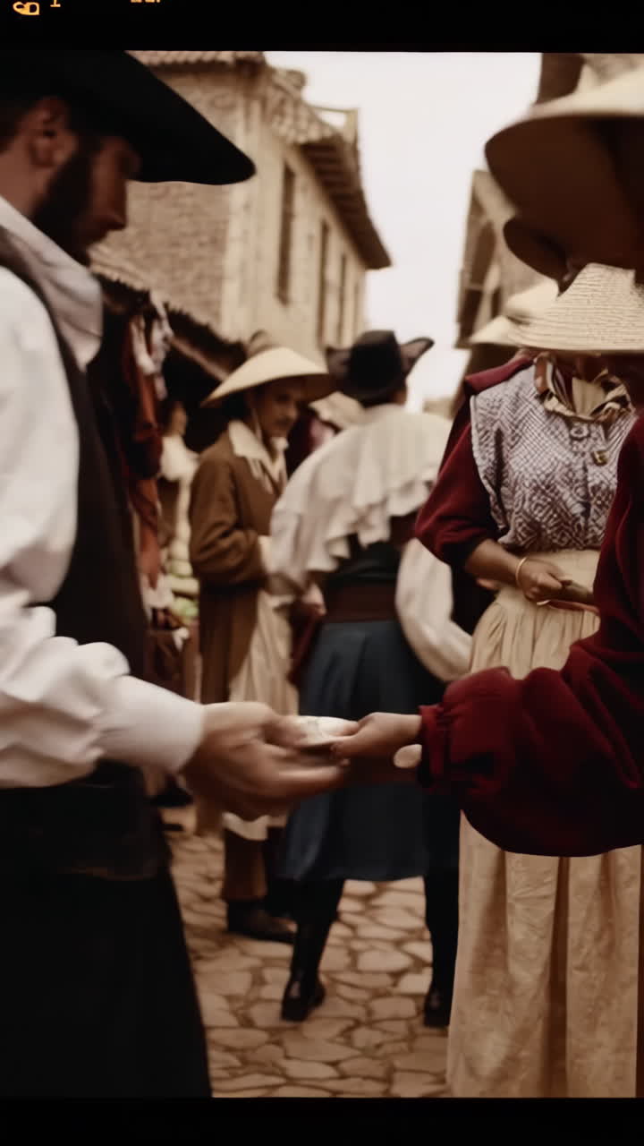 Vintage South American Market Scene