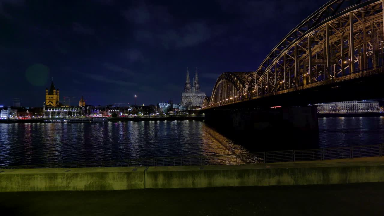 Cologne at Night with Hohenzollern Bridge