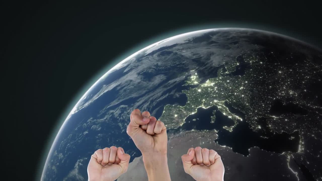 코카시안 사람들의 애니메이션 지구와 별들을 넘겨줍니다.