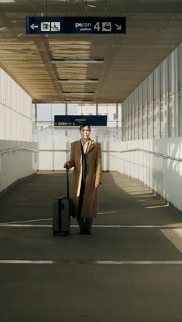 woman at a train station