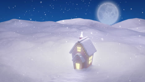 Animation-Eines-Fensters-über-Einem-Haus-Und-Einer-Winterlandschaft