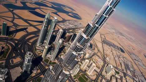 aerial view of burj khalifa and dubai cityscape