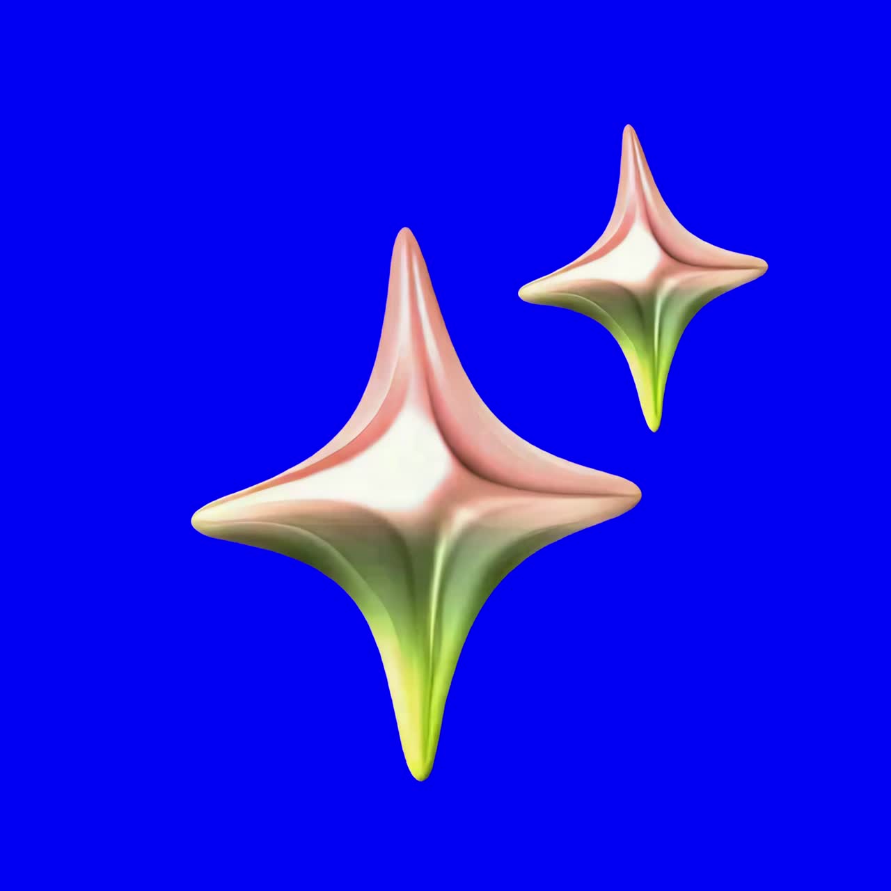 Abstract colorful star shapes animation, transparent 4K video, green screen