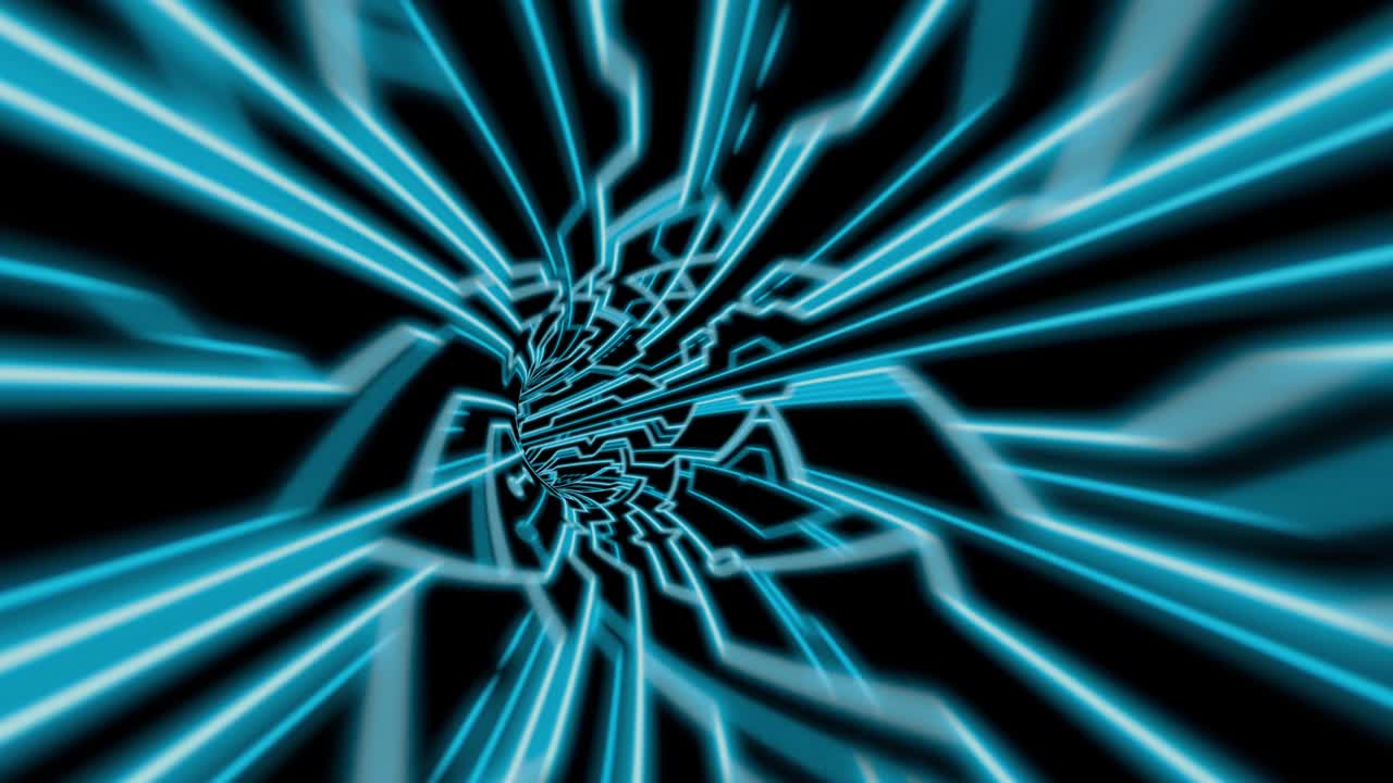4K Futuristic technology abstract blue background for network, big data, data center, server, vj, internet, speed. Tunnel with design elements. 3d animation loop 4K