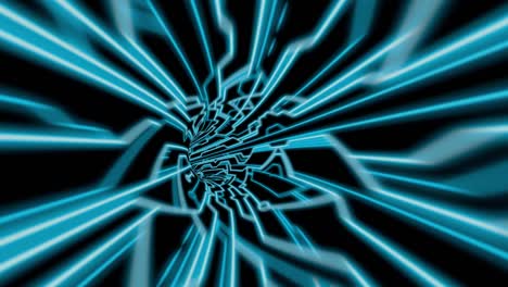 tecnología futurista 4k fondo azul abstracto para red, big data, centro de datos, servidor, vj, internet, velocidad. túnel con elementos de diseño. bucle de animación 3d 4k