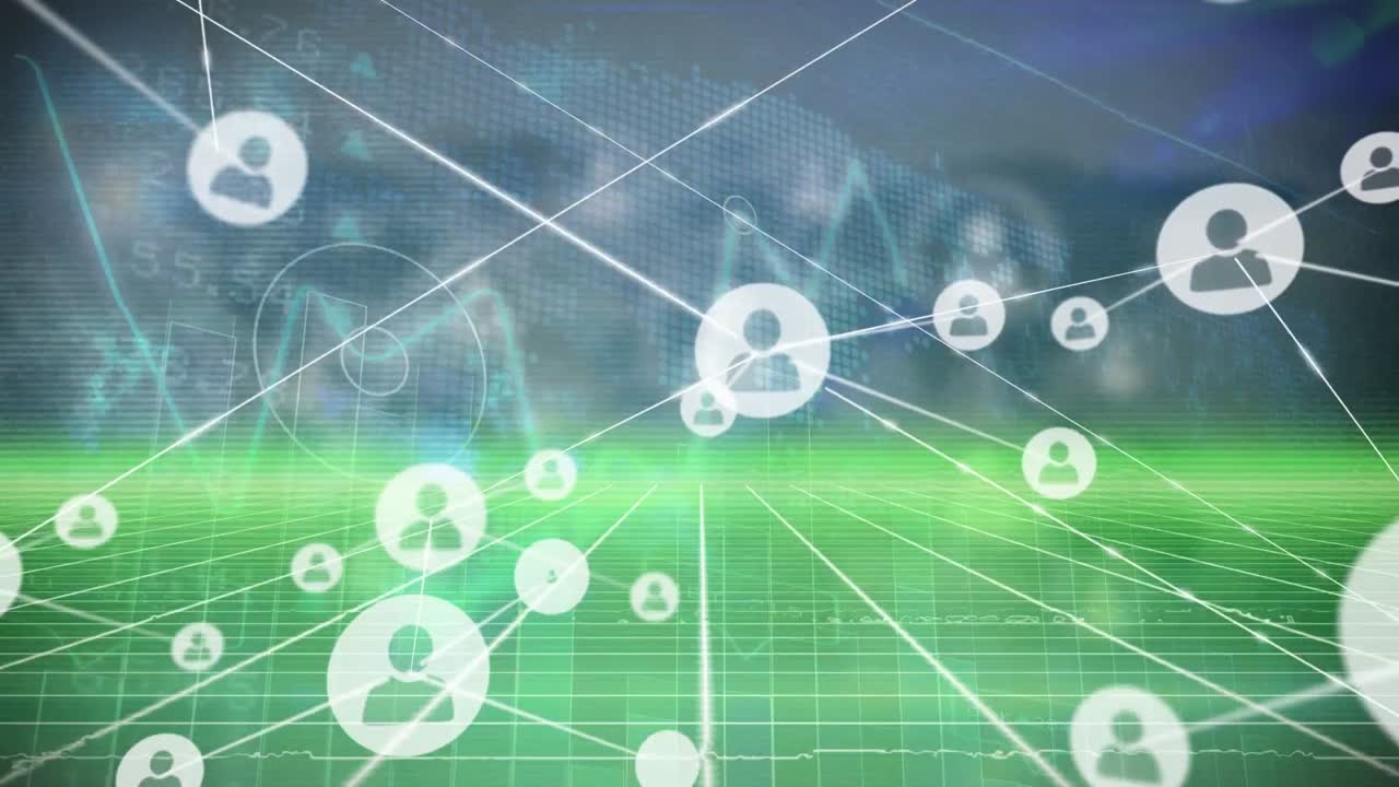 데이터 처리에 대한 아이콘으로 연결 네트워크의 애니메이션