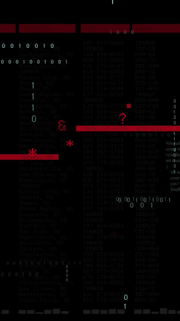 animación del procesamiento de datos sobre un fondo negro