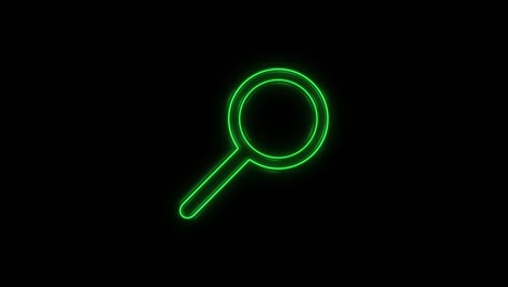 search neon sign appear in center and disappear after some time. loop animation of green neon icon