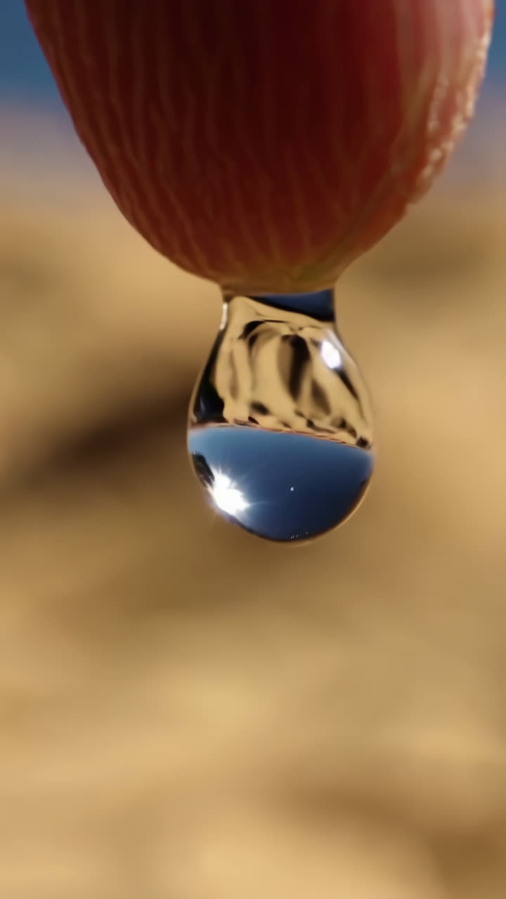 Water Drop Reflection on Desert Landscape