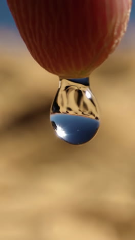water drop reflection on desert landscape