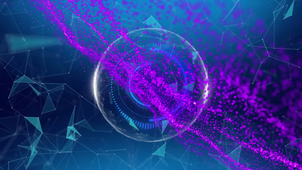 animación de la malla púrpura sobre el escaneo del alcance y la red de conexiones