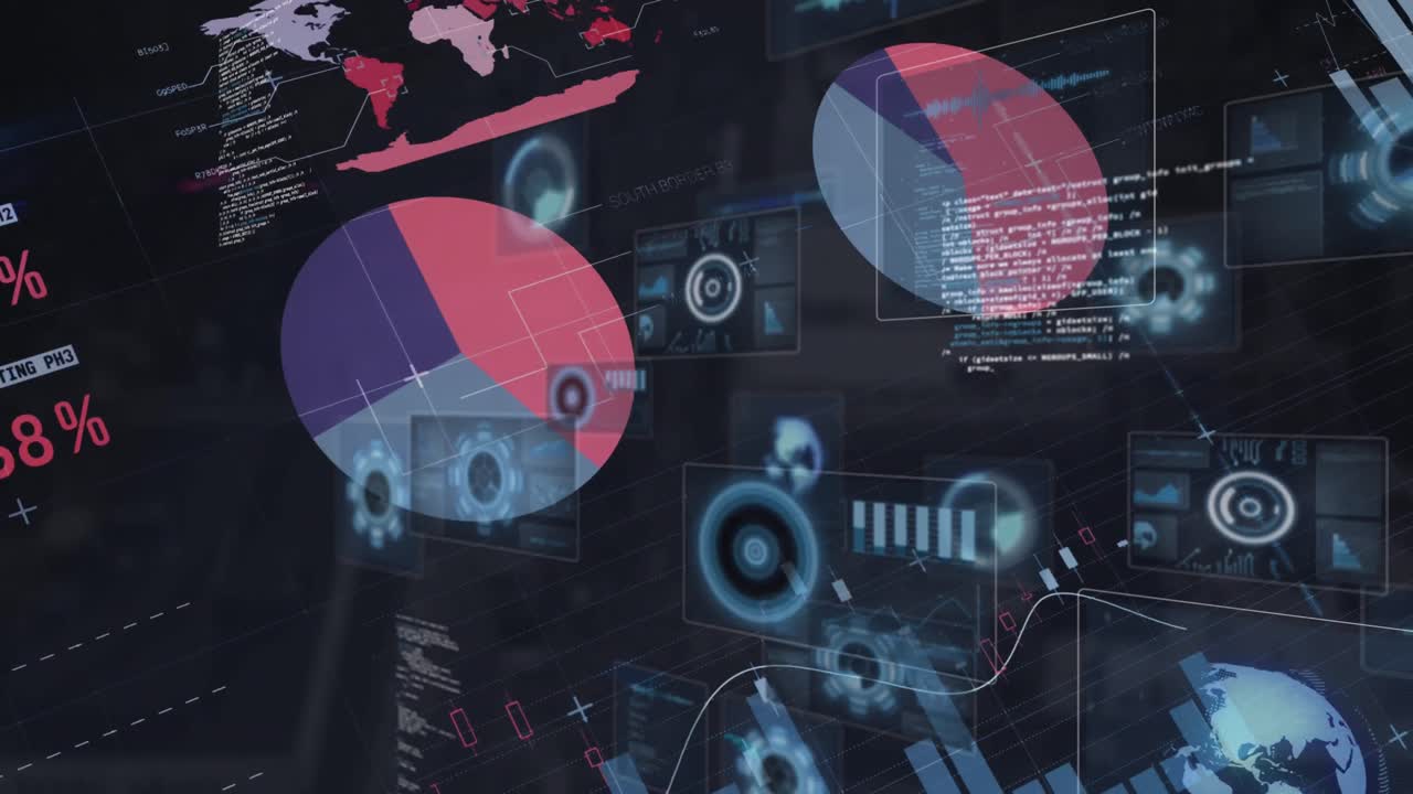 Animation of social media icons and numbers over landscape background
