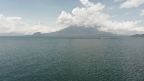 volcano san pedro seen from atitlan lake, guatemala