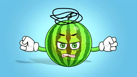 cartoon watermelon face animation evil with luma matte