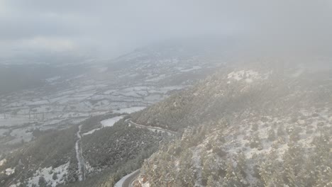 Winternebelwald-Mit-Schneeluftbild-Snow