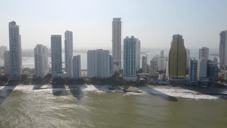 Beautiful-Aerial-View-of-Cartagena,-Colombia-Skyline
