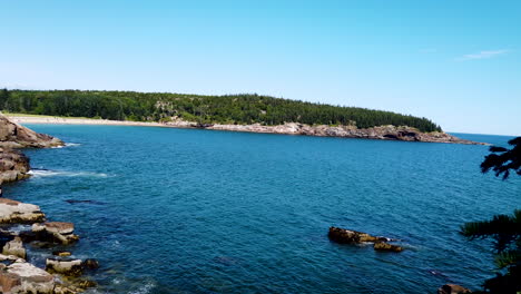 newport cove at acadia national park, sand beach overlook, slow pan, maine, usa