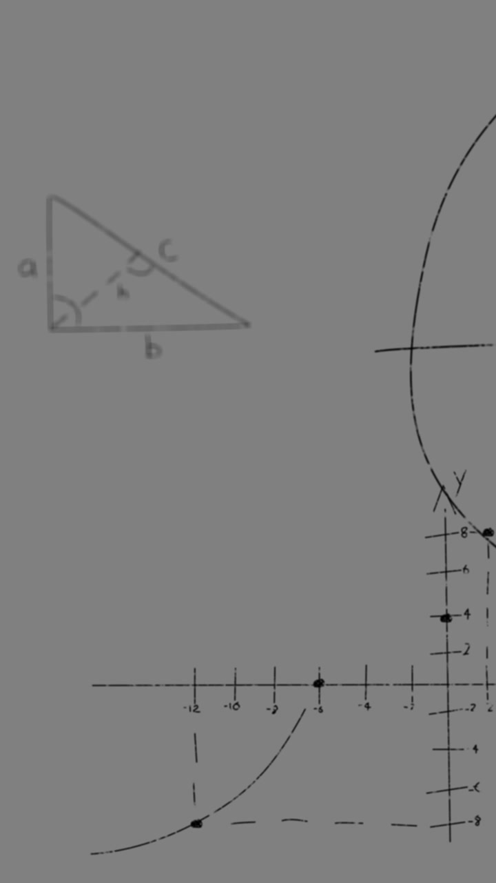Animation of math graps and data over grey background