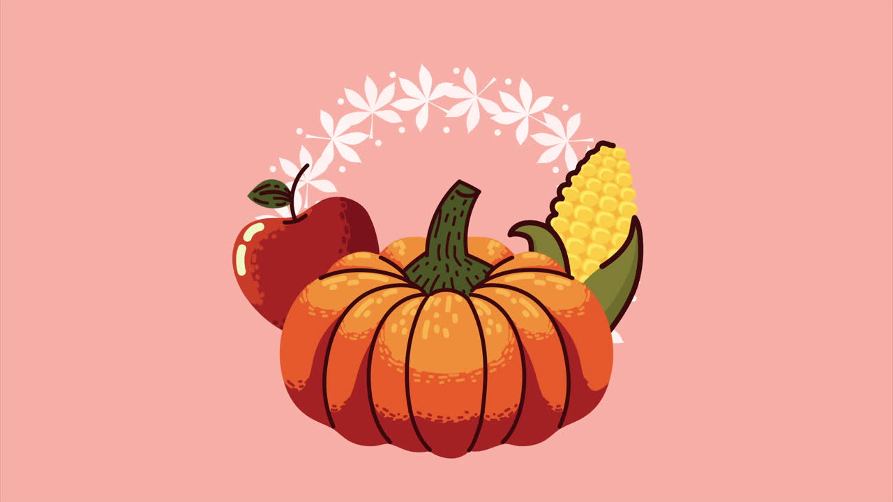 animación de la temporada de otoño de las verduras de calabaza