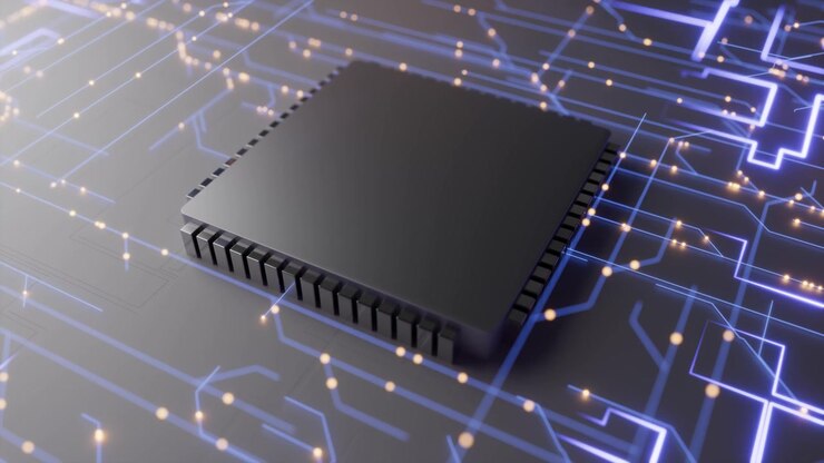 Nærbillede af CPU på printkort