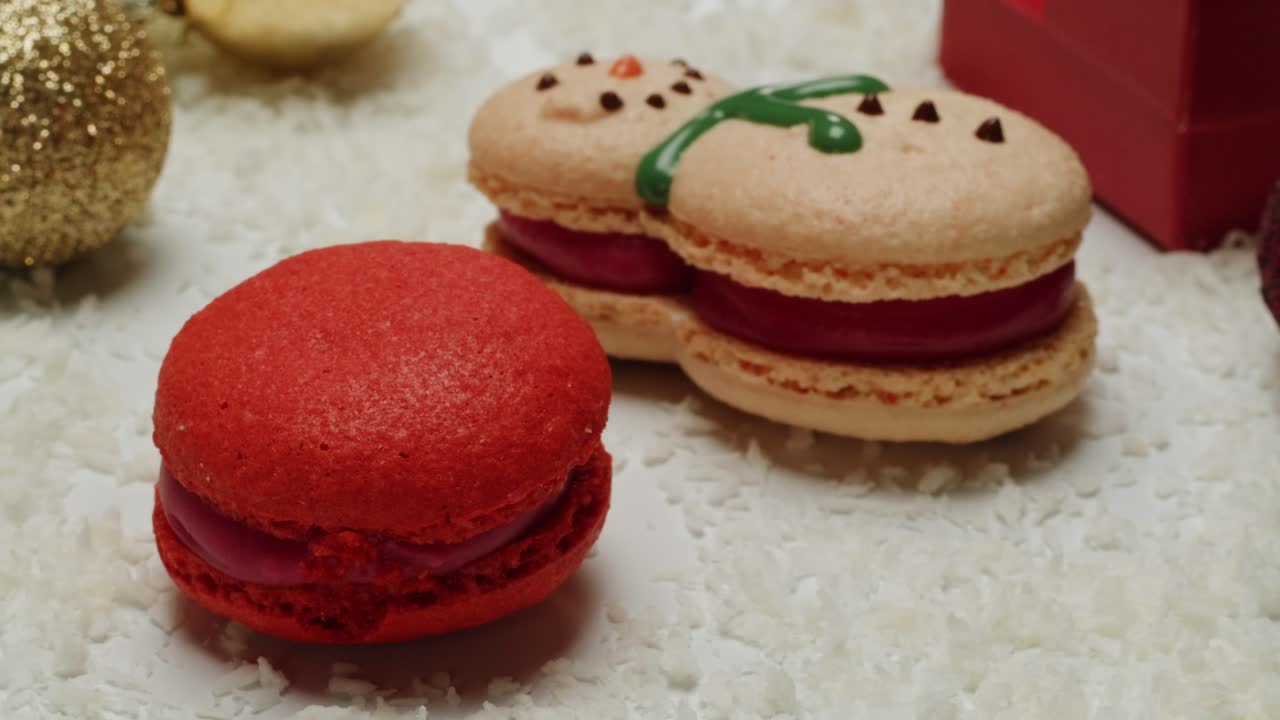 Christmas Macarons with Snowman Design