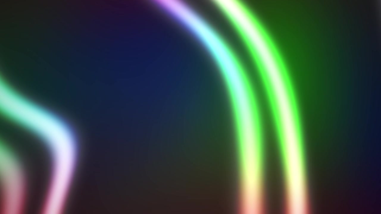Linee ondulate dinamiche, colorate e luminose che si muovono su sfondo scuro
