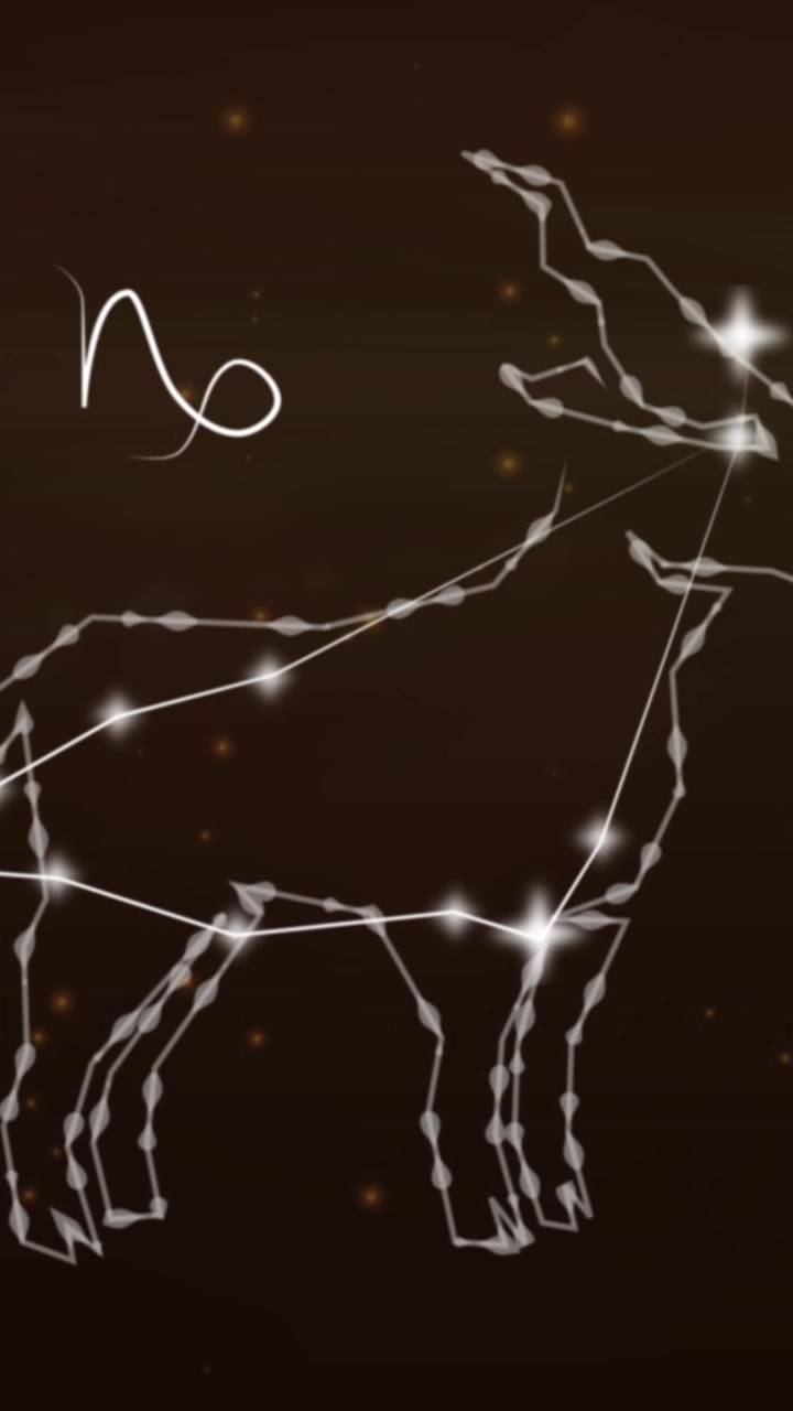Animation of capricorn star sign on clouds of smoke in background