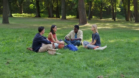 friends relaxing in a park