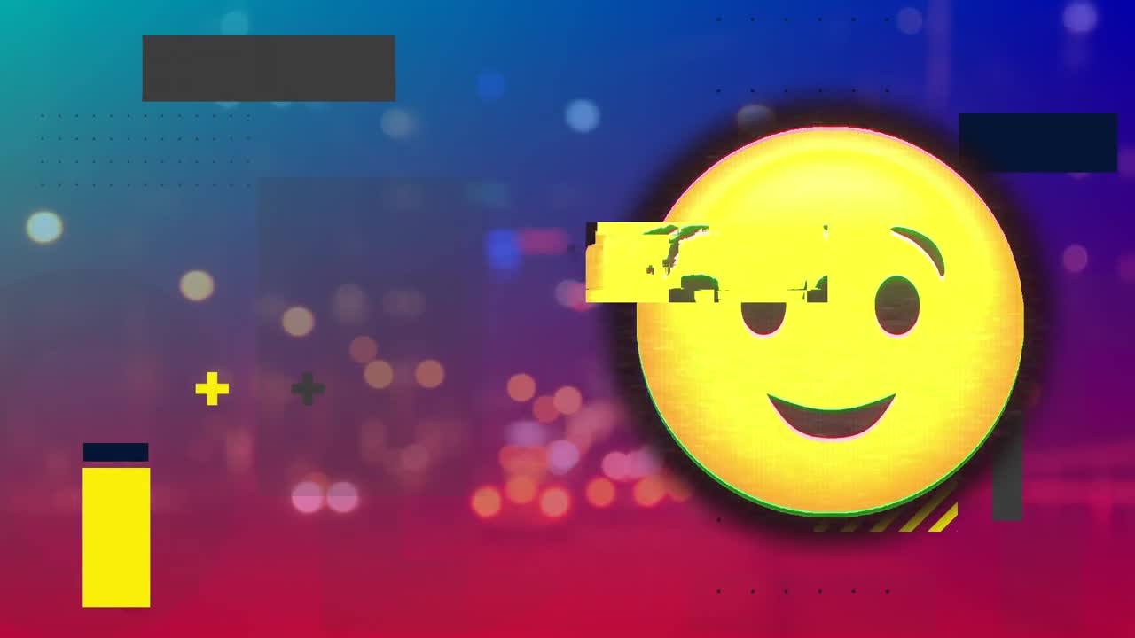 이모지 아이콘의 애니메이션과 도시 풍경에 대한 데이터 처리