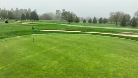 golf green on a cloudy morning