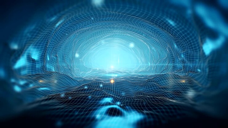 Abstract futuristic 3D speed tunnel warp